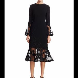 Teri Jon by Rickie Freeman Illusion Bell-Sleeve Bodycon Dress US 2 $640